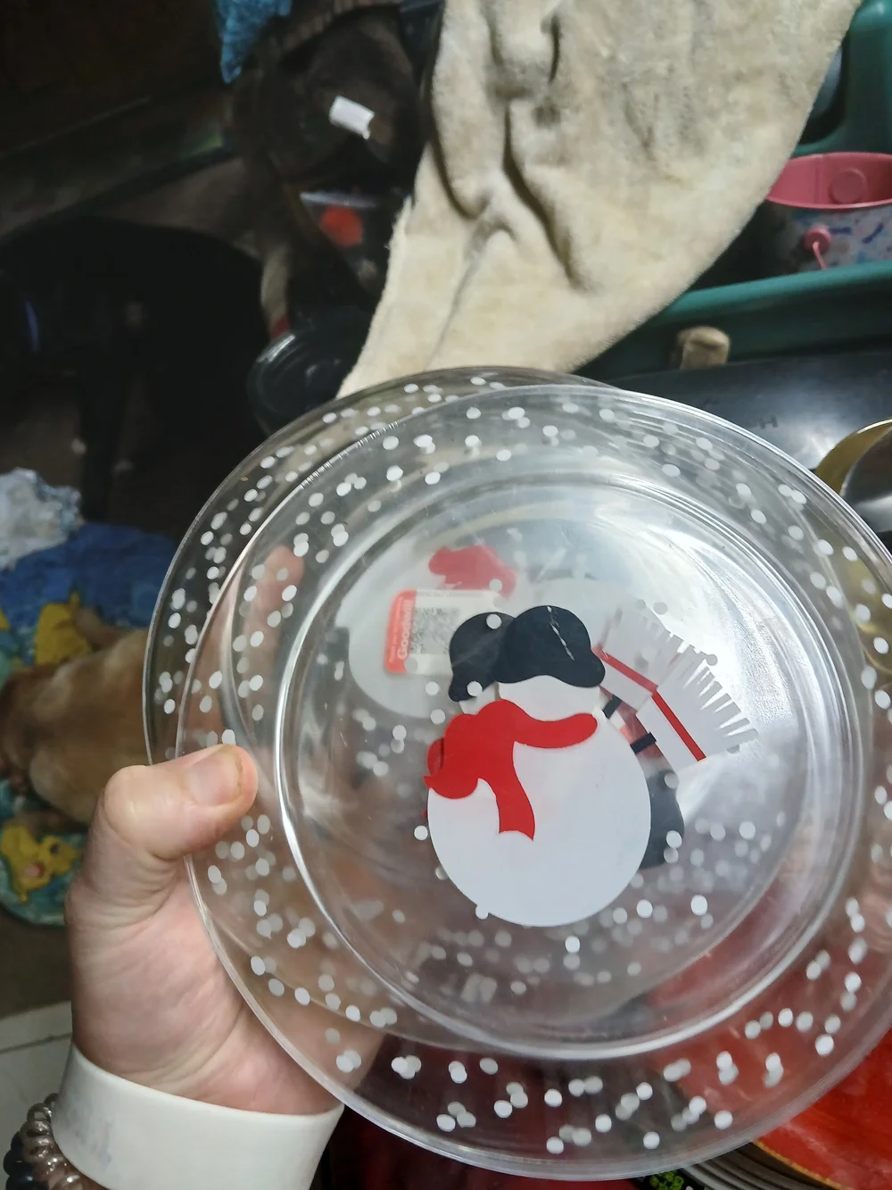 Crate & Barrel Snowman Glass Snack Dessert Plates 8” France Arcoroc ~ Set Of 8